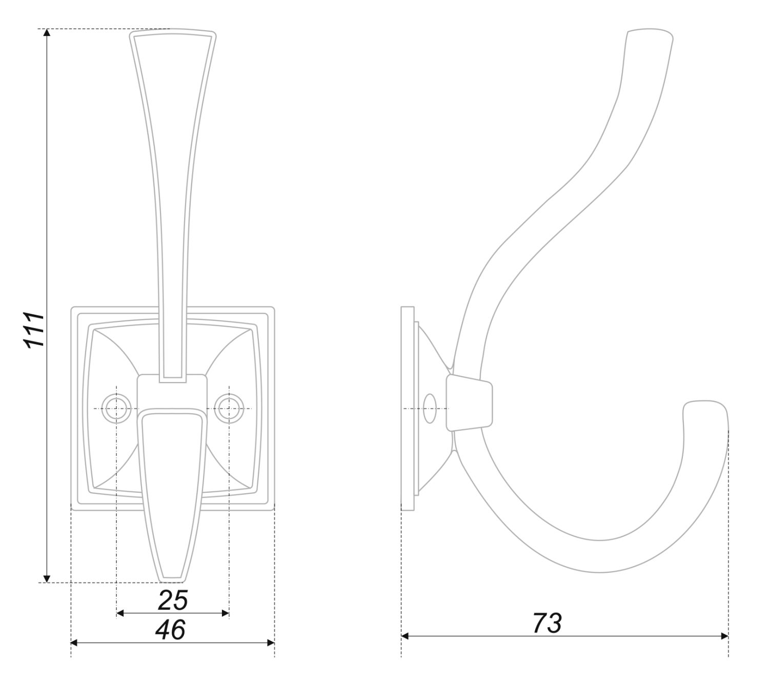 крючок K216BAZ.8 GERALD Чернёный старинный цинк (15) ПОД ЗАКАЗ