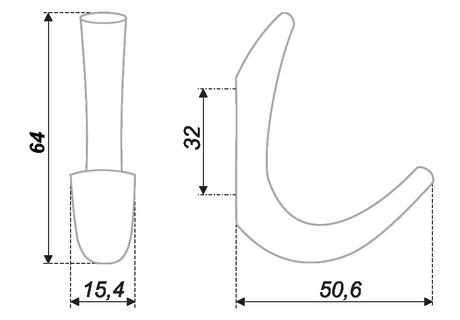 крючок К206CP (0640) хром (25/250) ПОД ЗАКАЗ 