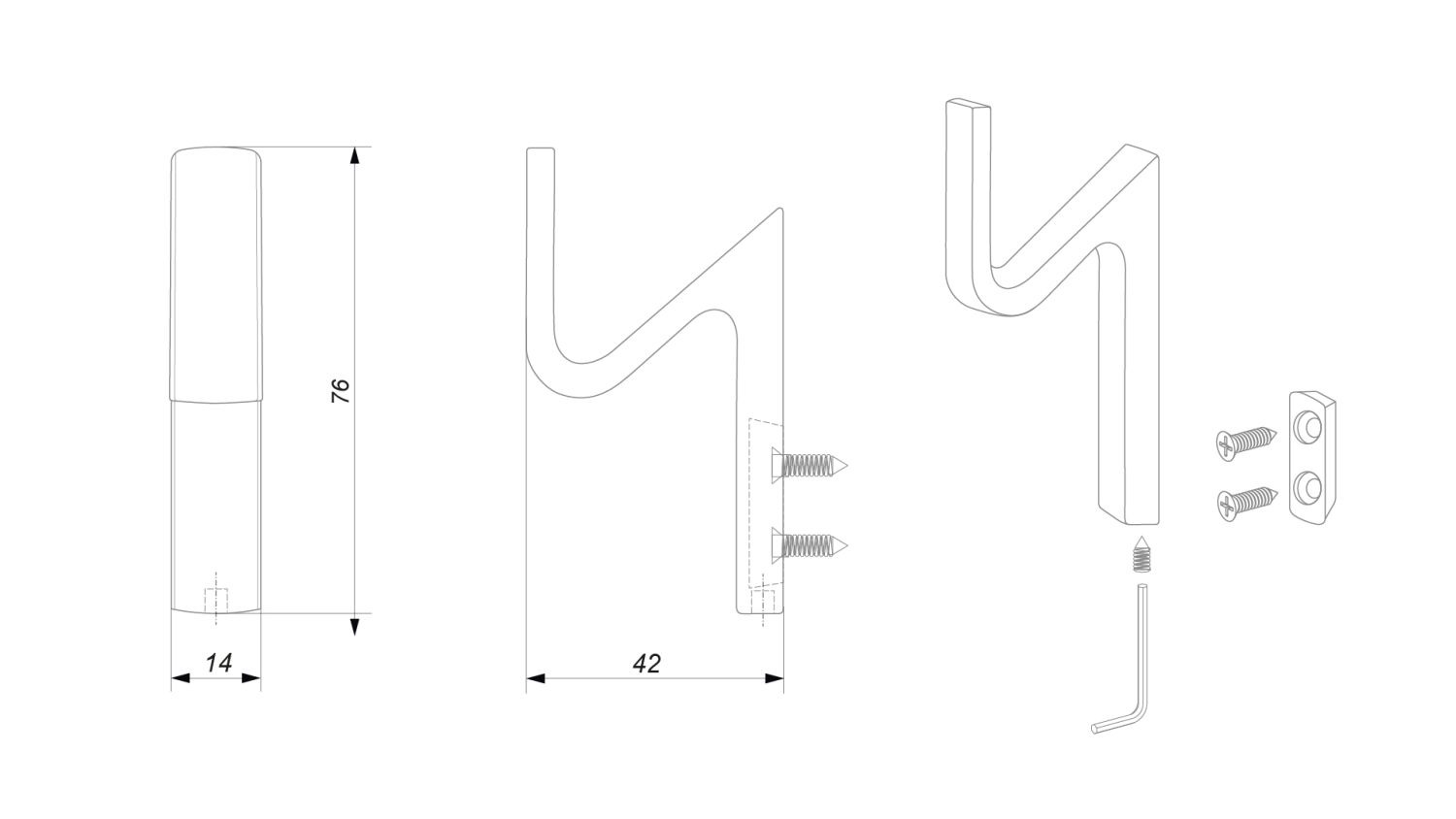 крючок K107BL.13 ZIGZAG чёрный матовый (30)