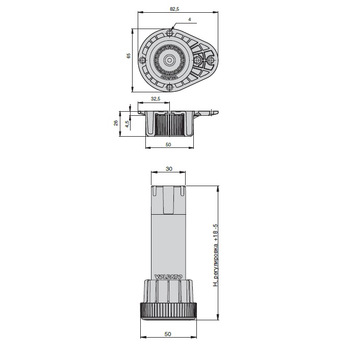 Комплект - ножка разборная, h100мм, Volpato (400шт)