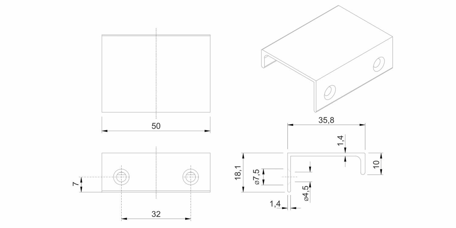 Ручка мебельная торцевая RT109SC.1/32 RAY (50)