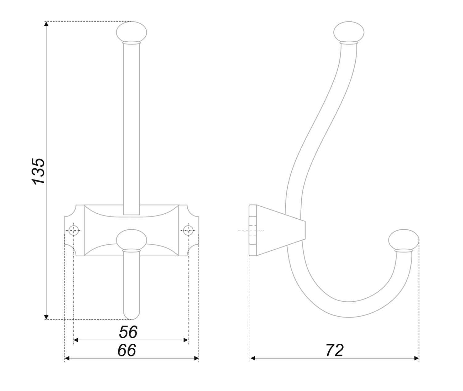 крючок K215CP.8 KARL Хром полированный (15) ПОД ЗАКАЗ