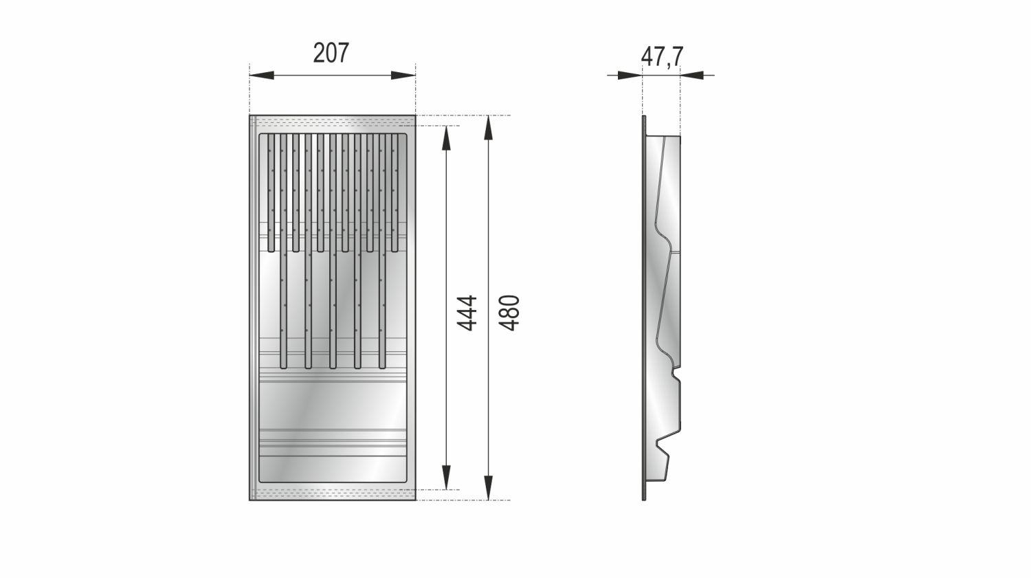 Поддон пластиковый PC15/GRPH/206x480 д/ножей (5)