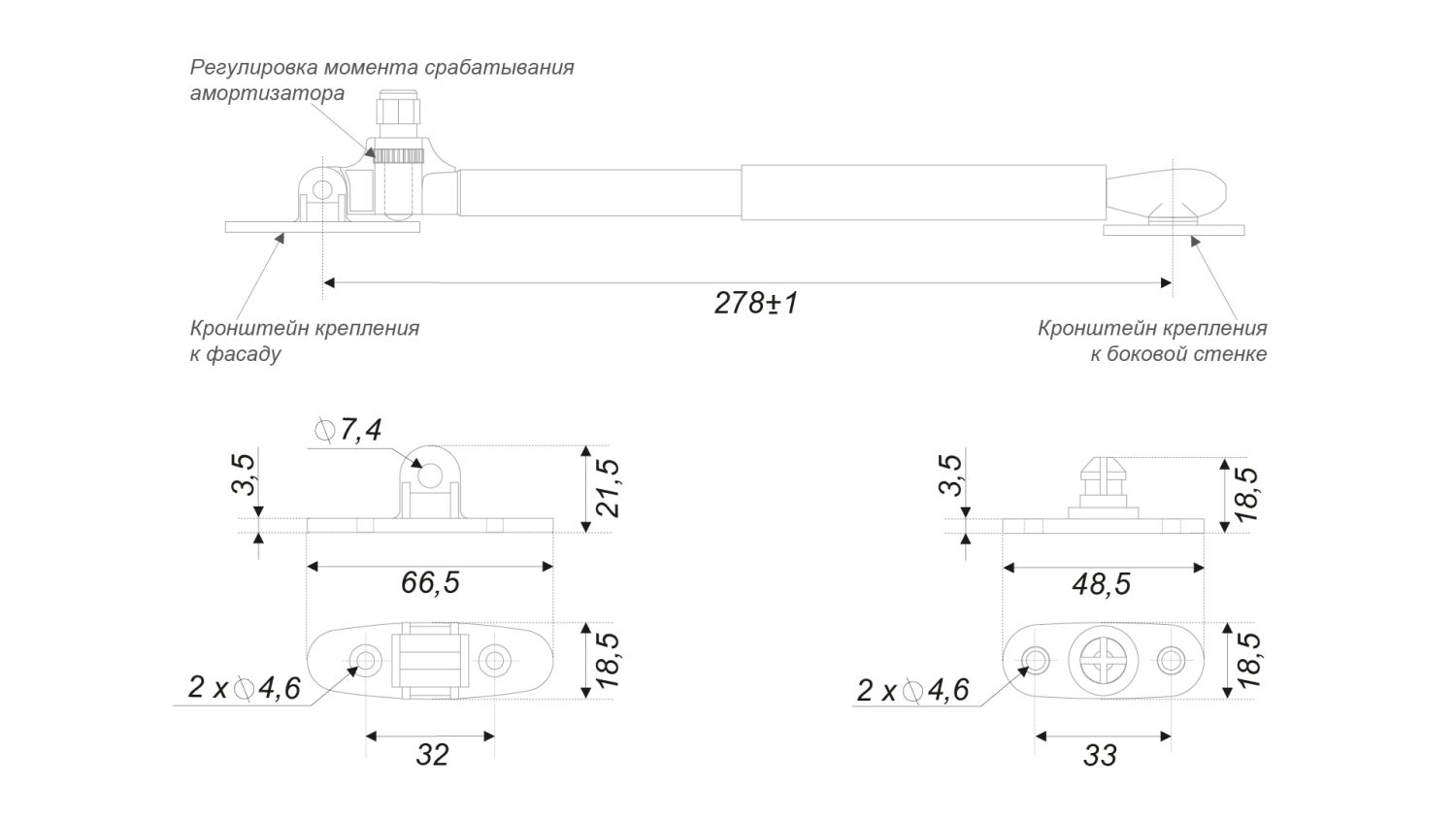Газовый лифт с амортизацией - 80 N (10/100)