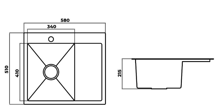 5851 Мойка Even silk brush/ правая (крыло слева) (сатин)
