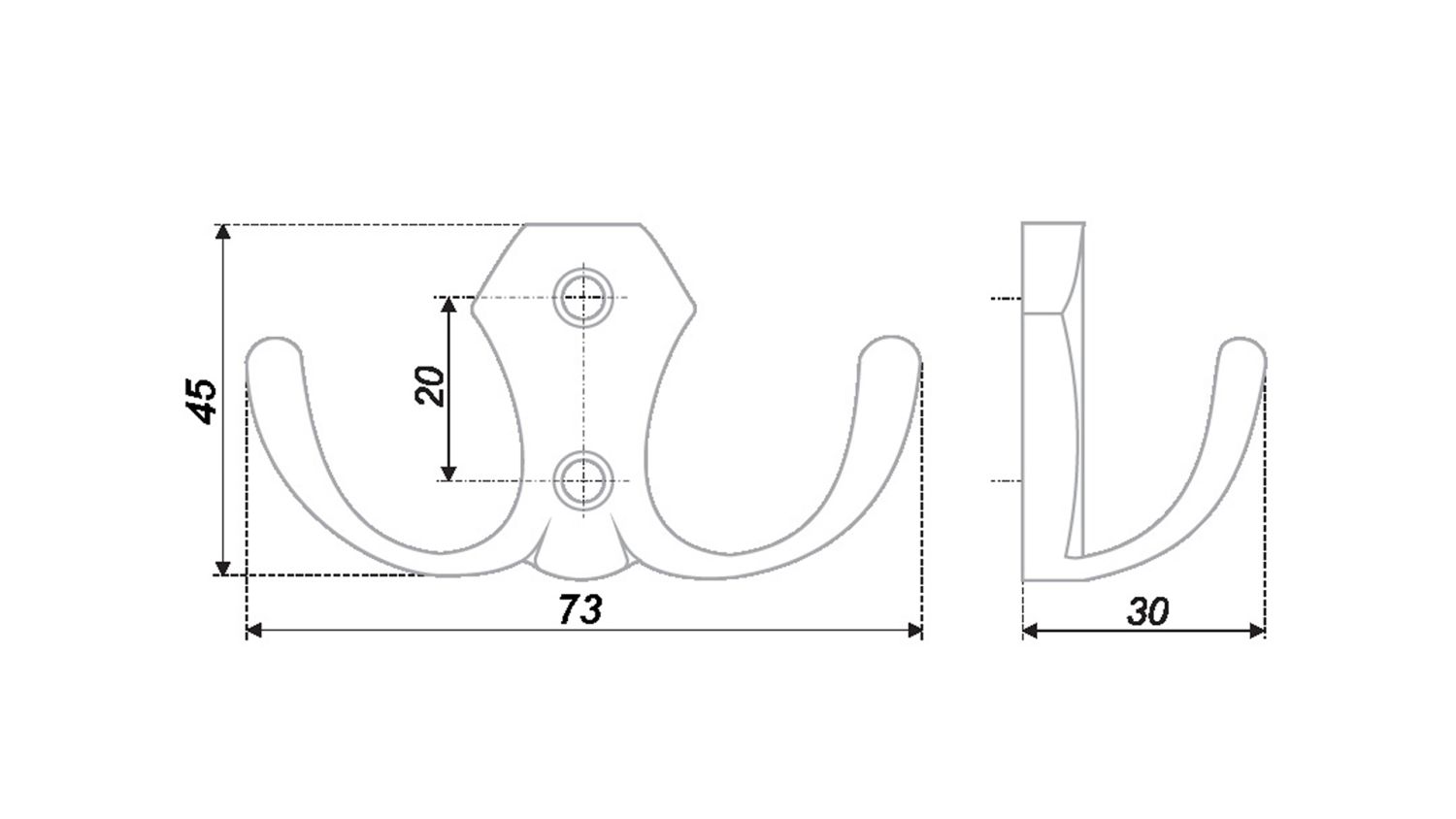 крючок K203BL.2  BL - Чёрный матовый (50)