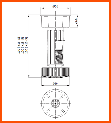 Ножка цокольная 90*110, пластмассовая черная (250)