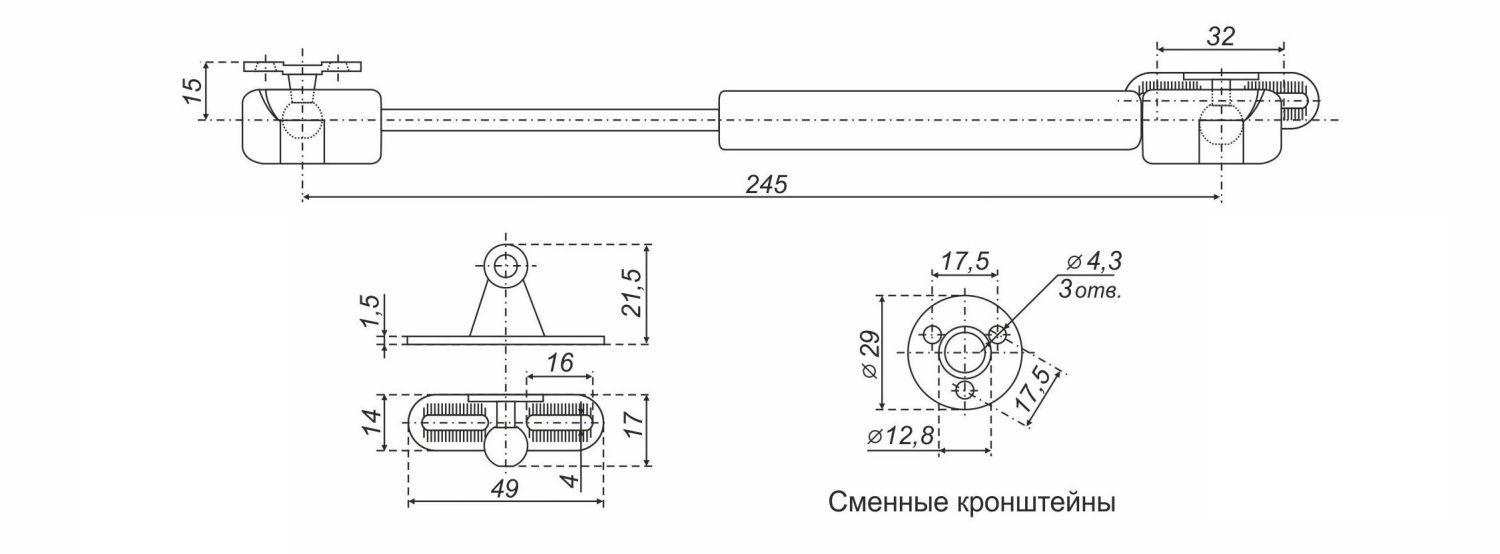 Газовая пружина GL105GR/50/1 (100)