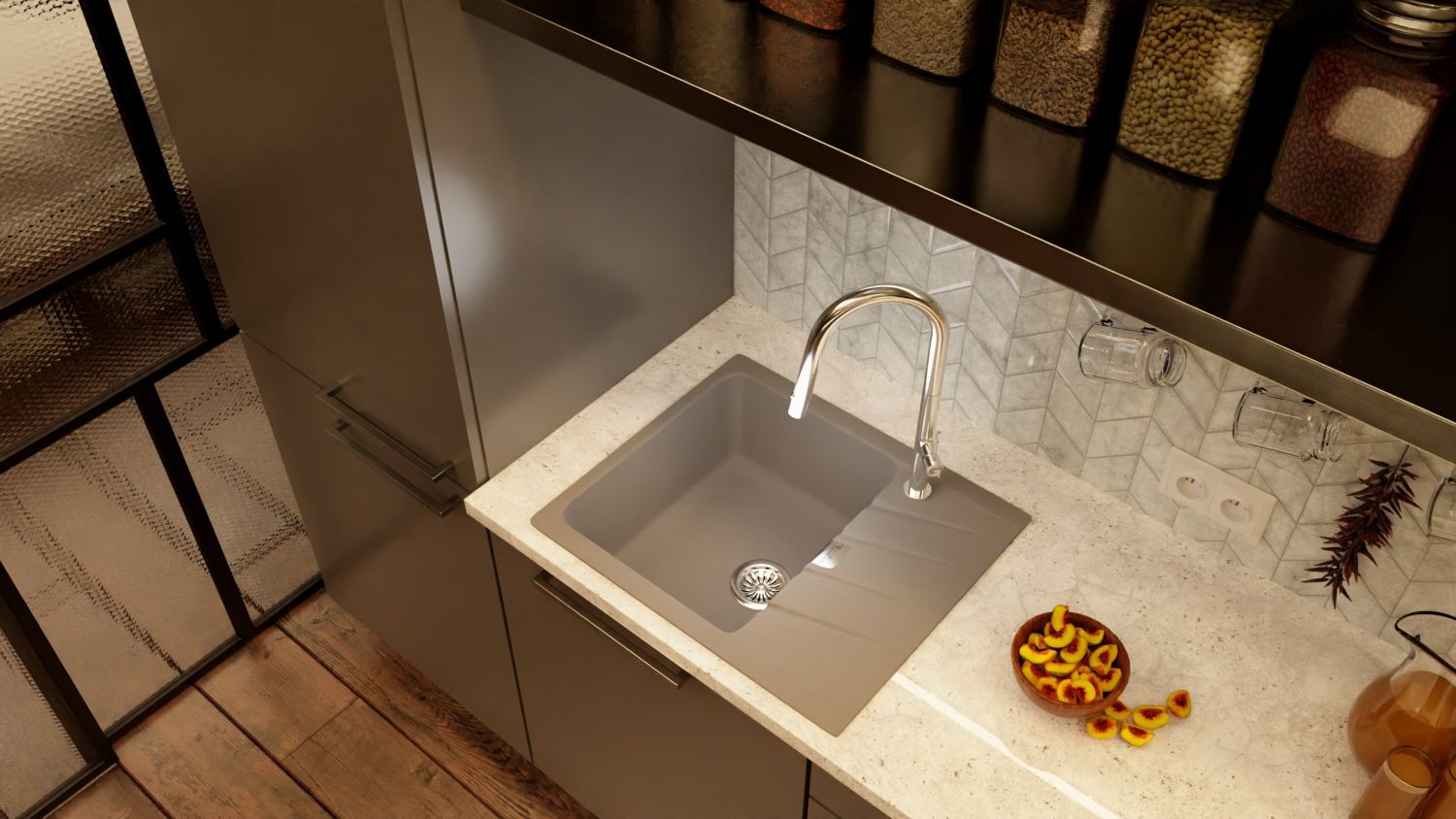 RIVELATO Мойка RAUM 58 1-чаш 580*500 grigio metallizzato П/ЗАКАЗ