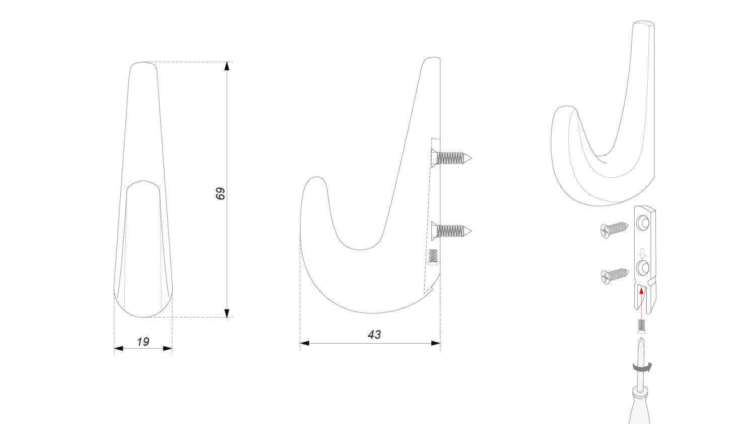 крючок K103MDN.9 NILL матовый темный никель (50) ПОД ЗАКАЗ 